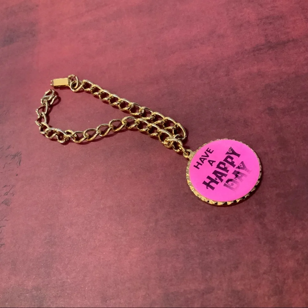 SMILEY HAVE A NICE DAY CHANGE IMAGE VERY VINTAGE BRACELET 70s - Picture 10 of 12